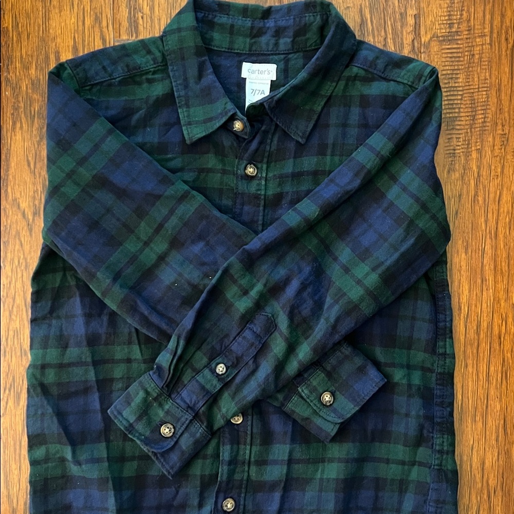 Carter's Men's Dark Plaid Button Down Shirt
